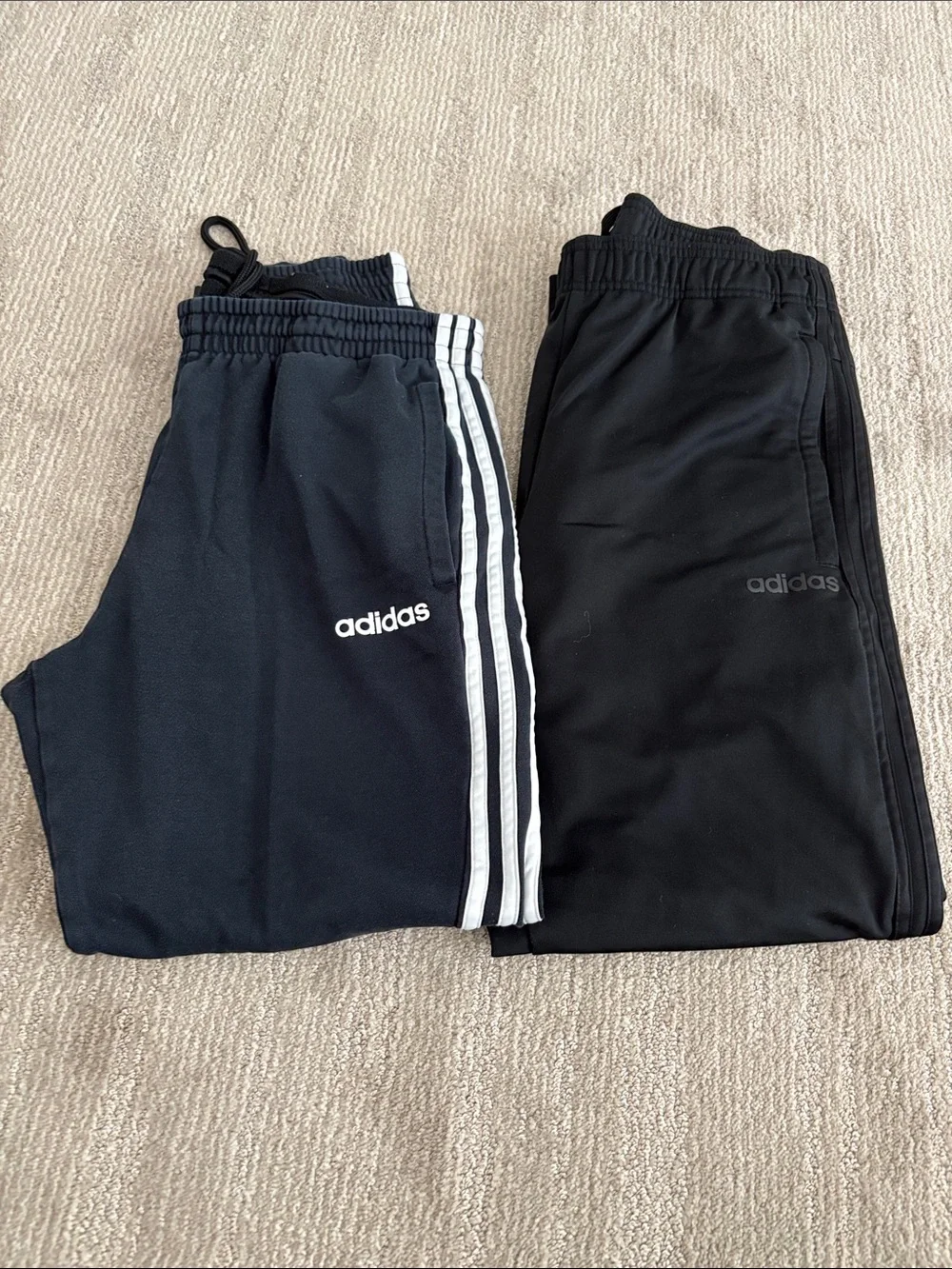 adidas men’s  Black Joggers with White 3-Stripes